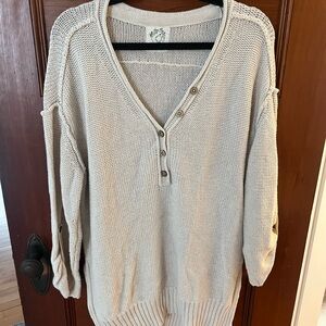 Free People Beige Button-Front Sweater